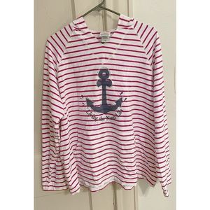 Savvy Anchor Isla Striped Hoodie Nauti Sparkle - nautical - cherry red/white